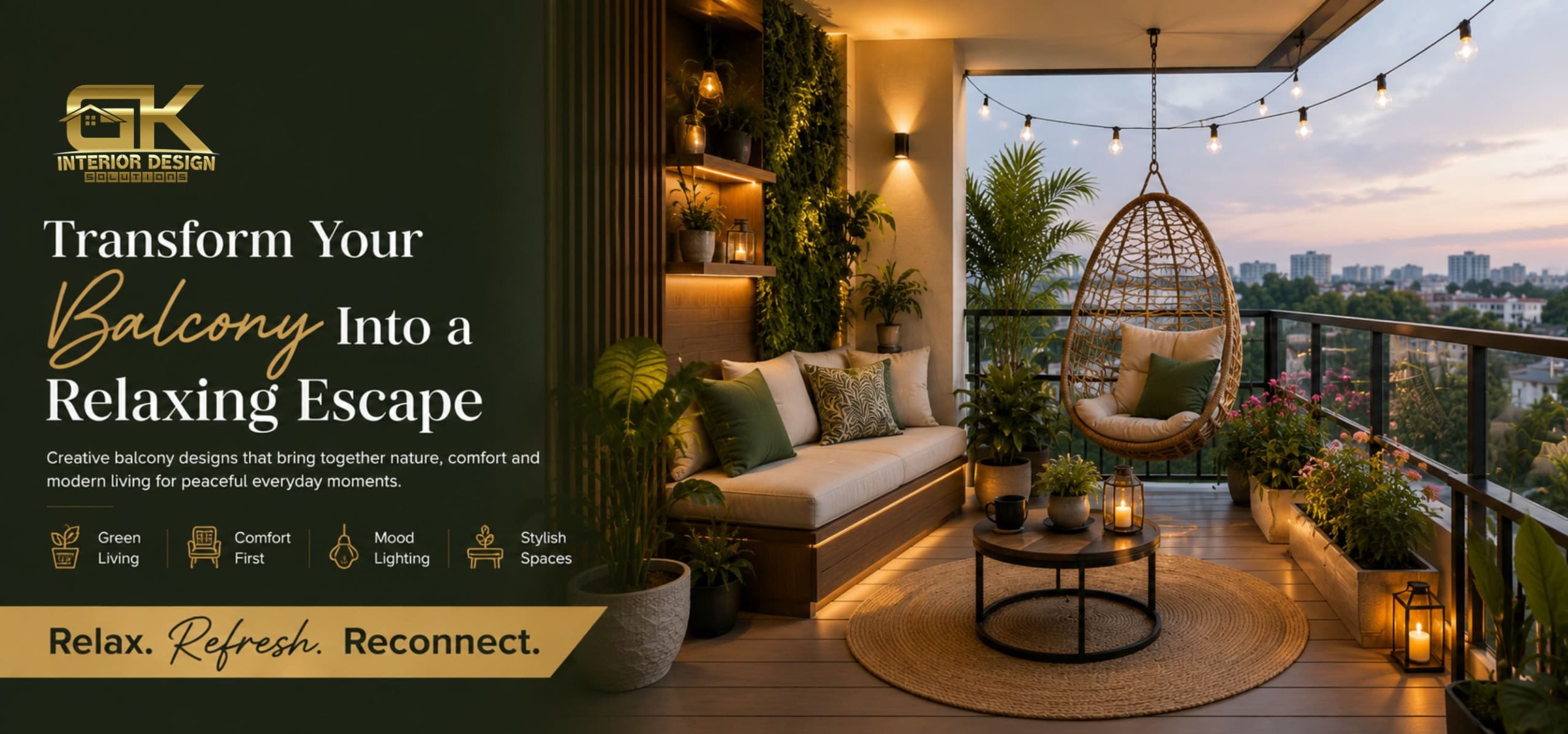 Transform your balcony into a relaxing escape — creative balcony designs bringing together nature, comfort and modern living.